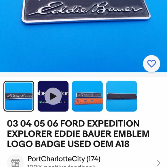 03 04 05‎ 06 Ford Expedition Explorer Eddie Bauer Emblem Logo Badge OEM - Picture 2 of 7